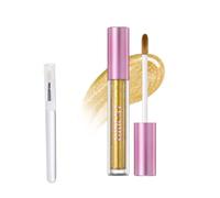 Holographic Gloss Trio,Holographic Pink Pulsar Glitter Lip Gloss,Long-Lasting Shine Lipstick, Non-sticky Waterproof Lipstick With lip brush (Gold)