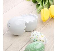 'Holst Porcelaine SP 2018 Sel et Poivre Menage Roulette Russe Oeuf, Blanc, 5.7 x 5.7 x 7,7 cm