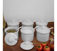 Holst Porzellan at 216 Lot de 6 boîtes à Moutarde en Porcelaine 170 ML avec Couvercle et cuillère Blanc 8,5 x 8,5 x 8,5 cm