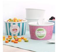 Holst Porzellan ES 302 Gelateria Lot de 6 coupes à glace en porcelaine décorées avec cuillères à glace Blanc