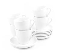 Holst Porzellan IT 005 Italiano Lot de 12 tasses à café au lait en porcelaine 0,35 l avec sous-plat UTP, blanc, 17 x 11 cm, pour 6 personnes