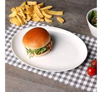 Holst Porzellan OS 030 Lot de 6 assiettes à hamburger ovales en porcelaine avec bord haut 30 x 21 cm pour six personnes