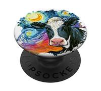 Holstein Vache étoilée Nuit étoilée Animal de la Ferme PopSockets PopGrip Adhésif