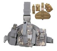 Holster de Jambe Tactique Réglable, Étui de Cuisse Airsoft avec Pochette pour Chargeur et Lampe Torche, Système Molle de Jambe Tactique Réglable et Résistant À l'usure(ACU)