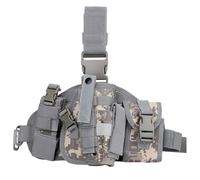Holster de Jambe Tactique Réglable, Étui de Cuisse Airsoft avec Pochette pour Chargeur et Lampe Torche, Système Molle de Jambe Tactique Réglable et Résistant À l'usure(ACU)