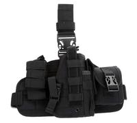 Holster de Jambe Tactique Réglable, Étui de Cuisse Airsoft avec Pochette pour Chargeur et Lampe Torche, Système Molle de Jambe Tactique Réglable et Résistant À l'usure(Black)