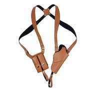 Holster D'épaule,Etui Vertical en Cuir Dissimulé pour Pistolet Réglable avec Double Pochette pour 1911 92 96 48 45 43 19 Z92 et Autres Pistolets