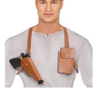 HOLSTER D'ÉPAULE SACOCHE SIMILI CUIR MARRON ADULTE