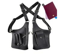 Holster Sac à bandoulière réglable avec plusieurs poches, bandeau réglable et protection antivol - Double sac de transport - Pour bureau, maison, voyage, extérieur, travail, promenade, Noir , voir