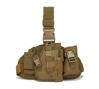 Holster Tactique de Jambe Tombante avec Pochette pour Chargeur Holster de Cuisse Tactique Militaire Molle pour Droitier Panneau de Plate-Forme de Jambe Tombante Détachable(Tan)