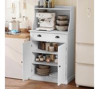 HOLTICO Meuble Micro-Ondes Buffet de Cuisine avec Plan de Travail, 1 Tiroir, Placard Double Porte et Étagères Réglables, Rangement Colonne pour Cuisine, Salle à Manger,137x76x40cm,Blanc