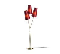 Holtkötter Fifties 6355-3 laiton Stehleuchte, 3 abat-jours rouge foncé