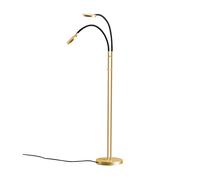 Holtkötter Flex Twin 9924 Stehleuchte, laiton anodisé, tube flexible noir
