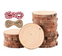 Holtrae 18 Pièces Rondin de Bois 9-10cm Perforé Avec Écorce Disques Bois Brut Diamètre Fait Main Écologique Livré Avec 2 Cordes en Coton four Décoration Noël Rustique Ornement de Sapin en Bois