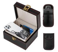 Holtrae Boîte Anti RFID & Lot de 2 Signal Blocage Faraday Pochette Sac,Protecteur Antivol pour Porte-Clés,Anti-Hacking Protection Contre Le Vol,pour Les Clés de Voiture Carte de Crédit,115 x 92 x 65mm