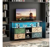 Holtrae Meuble TV De Style Industriel avec 4 Tiroirs, Table TV, Commode Colorée, Meuble TV, Meuble De Rangement Industriel, pour Salon, Salle À Manger, Chambre, 108 X 30 X 76,8 Cm