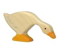 Holztiger Figurine en bois Oie mangeant Ivoire 12 cm