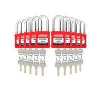 HOLULO Cadenas de sécurité, 10 Padlocks avec 20 clés différentes, cadenas à clé d'extérieur résistant aux intempéries avec anse en acier, étiquette Loto Tag Tagout rouge
