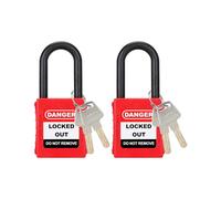 HOLULO Lot de 2 cadenas de sécurité avec isolation en nylon avec 4 clés, kit de verrouillage de sécurité rouge pour électriciens/site industriel (2 verrous avec clés)