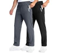 Holure Lot de 1 ou 2 pantalons de randonnée pour homme - Légers, résistants à l'eau, avec poches zippées - Longueur intérieure 76 cm/81 cm - Pantalons de plein air pour le trekking, M