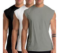 Holure Pack de 3 Débardeurs de Gym pour Hommes - Débardeurs sans Manches de Training, t-Shirts athlétiques, débardeurs Musculaires pour entraînement et Bodybuilding - Noir/Blanc/Gris 3P05-S