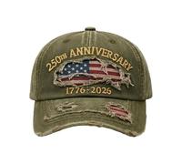 HOLVA 250 Anniversary USA Hat with 2PCS Pins, 1776-2026 America 250th Anniversary Hat - Casquette de baseball brodée vieilli, Vert, One Size-XXL