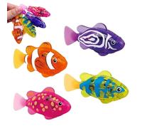 HOLVA Lot de 4 poissons robotiques pour chats et chiens, poissons robots flottants activés par l'eau à DEL, interactifs, électriques, réalistes pour piscine, baignoire