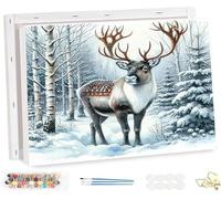HOLXSW DIY peinture par numéros pour adultes Cerf des neiges peinture par numéro16X20 pouces peinture par numéros Kits avec pinceaux et pigments acrylique sans cadre
