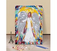 HOLXSW Peinture par numéro de Fille ange aux ailes 090 même avec pinceaux - Peinture acrylique parfaite pour la peinture par numéros pour adultes etétudiantsdébutants