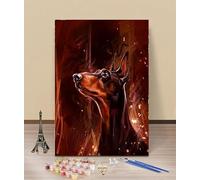 HOLXSW Peinture par Numéros pour Adulte Doberman DIY Peinture Acrylique pour Adultes débutants Facile sur Toile 40×50 cm avec peintures et pinceaux