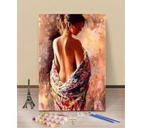 HOLXSW Peinture par Numéros pour Adulte Femme dos nu DIY Peinture Acrylique pour Adultes débutants Facile sur Toile 40×50 cm avec peintures et pinceaux