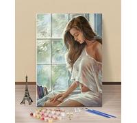 HOLXSW Peinture par Numéros pour Adulte Femme nue 4 DIY Peinture Acrylique pour Adultes débutants Facile sur Toile 40×50 cm avec peintures et pinceaux
