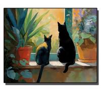 HOLXSW Pintar por Numeros Chat près de la fenêtre DIY Cuadro al óleo con números para Kit de Pintura al óleo Digital para Adultos de Lienzo decoración para el hogar 40x50cm Sin marco