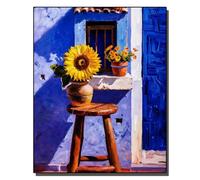 HOLXSW Pintar por Numeros DIY Cuadro al óleo con números para Kit de Pintura al óleo Digital para Adultos de Lienzo decoración para el hogar Tournesols muraux bleus de l'après-midi 40x50cm Sin marco
