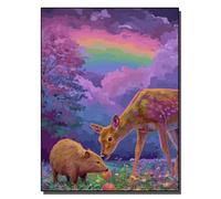 HOLXSW Pintar por Numeros DIY Cuadro al óleo con números para Kit de Pintura al óleo Digital para Adultos de Lienzo decoración para el hogar Forêt arc-en-ciel et amitié 40x50cm Sin marco