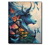 HOLXSW Pintar por Numeros DIY Cuadro al óleo con números para Kit de Pintura al óleo Digital para Adultos de Lienzo decoración para el hogar Rêve de taureau d'or de la mer bleue 40x50cm Sin marco