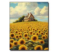 HOLXSW Pintar por Numeros DIY Cuadro al óleo con números para Kit de Pintura al óleo Digital para Adultos de Lienzo decoración para el hogar Champs de tournesols et maisons - 3 40x50cm Sin marco