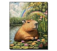 HOLXSW Pintar por Numeros Kapibala et Rainbow DIY Cuadro al óleo con números para Kit de Pintura al óleo Digital para Adultos de Lienzo decoración para el hogar 40x50cm Sin marco