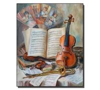 HOLXSW Pintar por Numeros Nature morte de musique et de mémoire DIY Cuadro al óleo con números para Kit de Pintura al óleo Digital para Adultos de Lienzo decoración para el hogar 40x50cm Sin marco