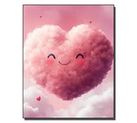 HOLXSW Pintar por Numeros Nuage en forme de cœur de barbe à papa DIY Cuadro al óleo con números para Kit de Pintura al óleo Digital para Adultos de Lienzo decoración para el hogar 40x50cm Sin marco