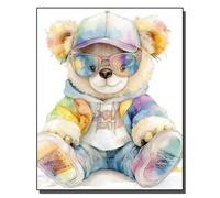 HOLXSW Pintar por Numeros Ours arc-en-ciel cool DIY Cuadro al óleo con números para Kit de Pintura al óleo Digital para Adultos de Lienzo decoración para el hogar 40x50cm Sin marco