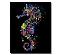 HOLXSW Pintar por Numeros para Adultos Pintura por Números con Pinceles y Pinturas Decoraciones para el Hogar Hippocampe brillant 40 * 50cm Sin marco