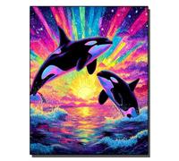 HOLXSW Pintar por Numeros Saut de baleine arc-en-ciel DIY Cuadro al óleo con números para Kit de Pintura al óleo Digital para Adultos de Lienzo decoración para el hogar 40x50cm Sin marco