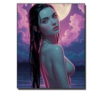 HOLXSW Pintura de bricolaje por números arte Kits Beauté au clair de lune pintados a mano Dibujo lienzo Imágenes por números Decoración para el hogar Regalo 40x50cm Sin marco