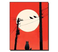 HOLXSW Pintura de bricolaje por números arte Kits Chat sur la ligne du coucher de soleil pintados a mano Dibujo lienzo Imágenes por números Decoración para el hogar Regalo 40x50cm Sin marco