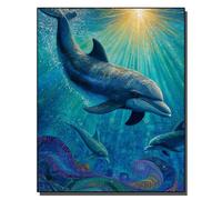 HOLXSW Pintura de bricolaje por números arte Kits Dauphins au soleil pintados a mano Dibujo lienzo Imágenes por números Decoración para el hogar Regalo 40x50cm Sin marco