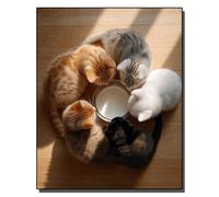 HOLXSW Pintura de bricolaje por números arte Kits Des chats qui boivent ensemble pintados a mano Dibujo lienzo Imágenes por números Decoración para el hogar Regalo 40x50cm Sin marco