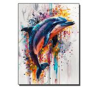 HOLXSW Pintura de bricolaje por números arte Kits Des dauphins peints bondissent hors de l'eau pintados a mano Dibujo lienzo Imágenes por números Decoración para el hogar Regalo 40x50cm Sin marco