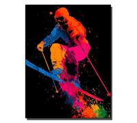 HOLXSW Pintura de bricolaje por números arte Kits Éclaboussures de skieur colorées pintados a mano Dibujo lienzo Imágenes por números Decoración para el hogar Regalo 40x50cm Sin marco