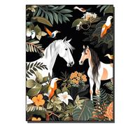 HOLXSW Pintura de bricolaje por números arte Kits La jungle des chevaux et des oiseaux pintados a mano Dibujo lienzo Imágenes por números Decoración para el hogar Regalo 40x50cm Sin marco